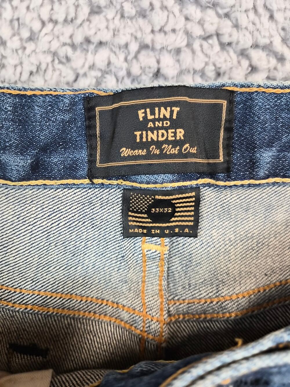 Flint and Tinder Jeans Men's 33x32 Medium Wash Made in USA Straight (1205)